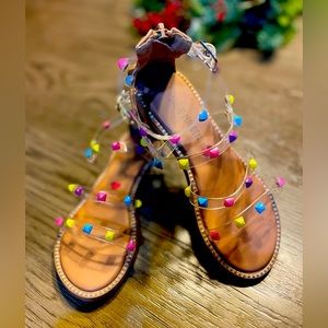 Madden Girl sz 12 lucite and beaded sandals. Jump start resort wear shopping!